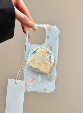 牛角包奶酪磁吸支架适用oppo realme GT8/NEO6真我12X/GT2大师探索GT5/neo8se手机壳14PRO+13小清新V25软V70S