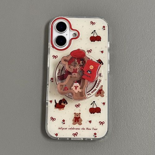 新年款磁吸围巾熊支架适用三星S25u/Note20/A06/A55/S20+手机壳A54秋冬可爱s23FE/A22软S24ultra/A33/A23/S10