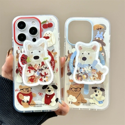 西高地摇摇乐磁吸支架适用苹果11PROMAX/17PRO手机壳15PRO/13mini可爱XR/iPhone16PRO情侣14全包镜头XSmax/87