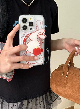 超可爱苹果兔子旋转磁吸支架适用A3i/OPPO findx8s/X7ultra手机壳reno13/12pro/11F/85全包7SE/A98/A57/A5PRO