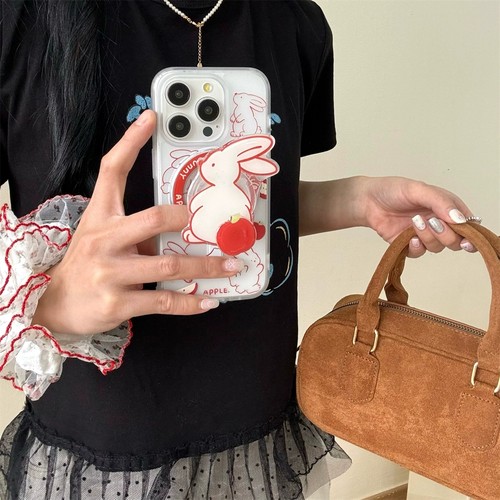 超可爱苹果兔子旋转磁吸支架适用三星S25ultra/S24/Note10/A34/A55/S20手机壳7全包s23+A25/A73/S9+S21fe/A56