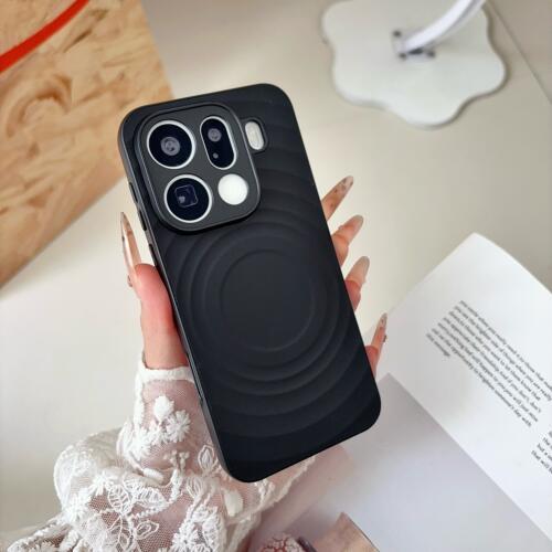 简约波漾高级感炭黑色FindX9适用OPPO Reno16手机壳14/15pro高级感A6磨砂软边硬背板简约纯色全包防摔网红女