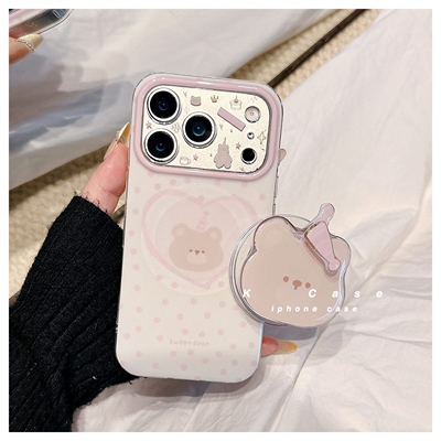 帽子小熊旋转磁吸支架适用努比亚Z60pro手机壳Z80 ULTRA/Z70/Z50Spro/ZTE-A51/Z11可爱MAX/N2红魔11pro+软AIR