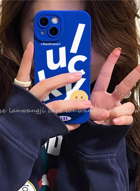 显白红米k40S适用小米14幸运13手机壳K50英文note11t/8/cc9蓝色K70pro