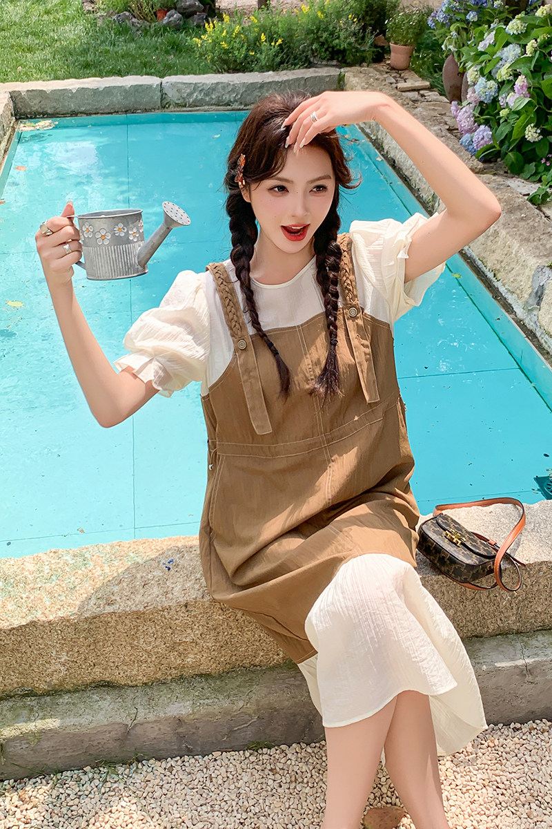 夏季新款撞色大码显瘦连衣裙8300P140K198,女装连衣裙,2C060