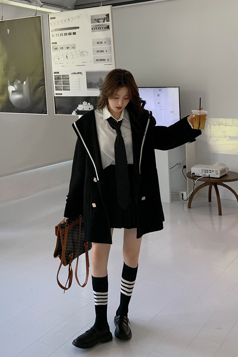秋冬新款学院风海军领毛呢大衣8081P160K238,女装毛呢外套,2C060