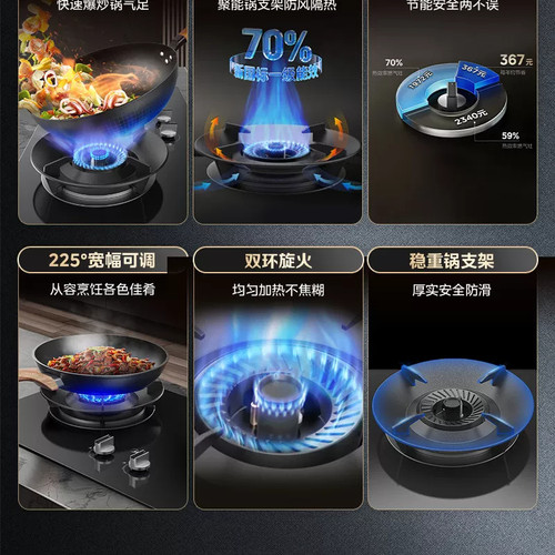 美的（Midea）天然气家用5.2kW猛火灶台嵌两用 70%热效率  JZT-A3