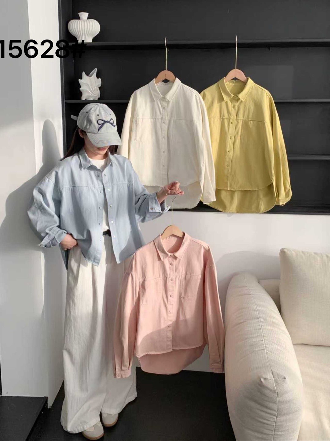 气质简约！马卡龙色宽松阔版衬衫2026早春女装休闲全棉衬衣外套,女装/女士精品,衬衫,淘宝优惠券,粉丝福利购,淘宝优惠卷