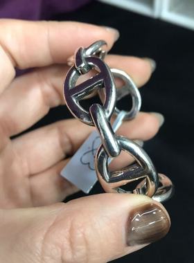 向卉中古意大利库存回流猪鼻子欧洲老银925银手镯