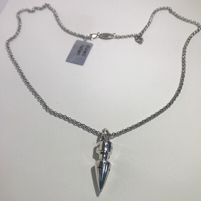 向卉意大利中古库存回流925刻十字弹头吊坠银合金项链