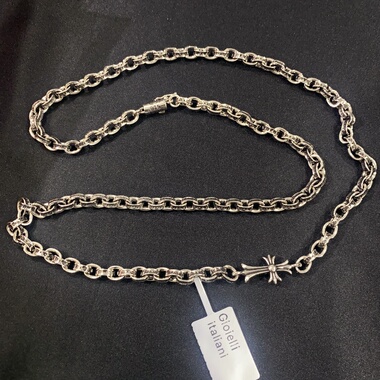 向卉意大利中古925银克宝剑十字花复古情侣粗手链