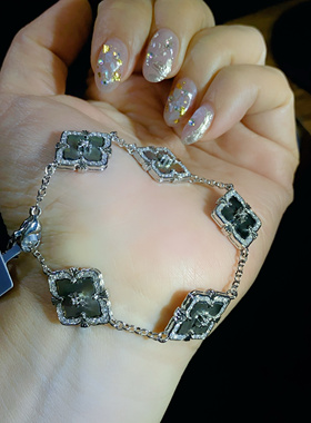 意大利中古定制库存回流大希地黑贝母花手链