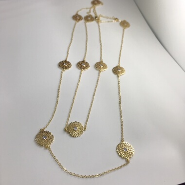 向卉意大利中古合金蜂巢长款多功能毛衣项链