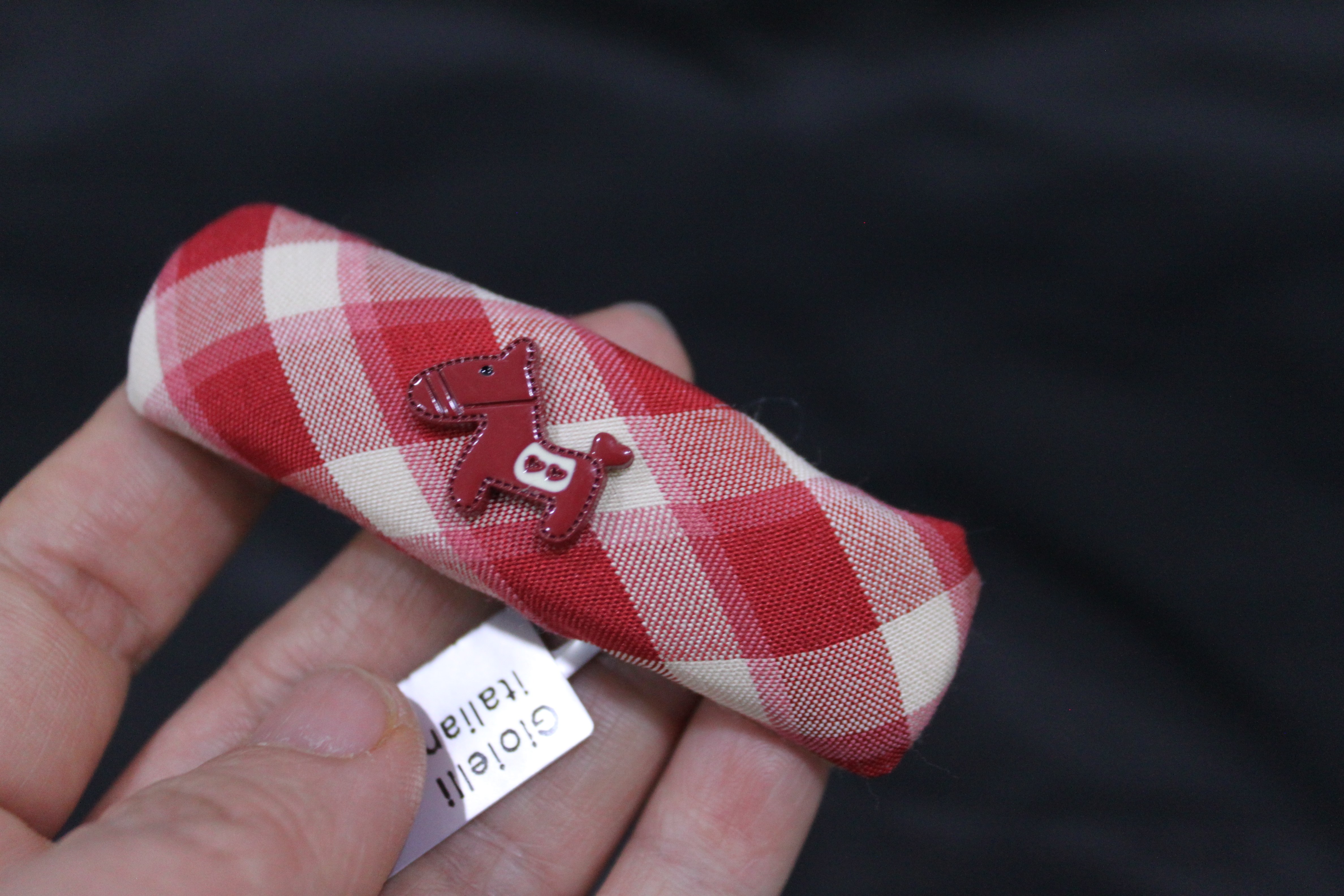 向卉意大利中古格子布布红马发夹,饰品/流行首饰/时尚饰品新,手镯,淘宝优惠券,粉丝福利购,淘宝优惠卷