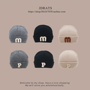 婴儿帽子秋冬新款 男童针织帽黑色保暖小月龄宝宝胎帽新生儿毛线帽