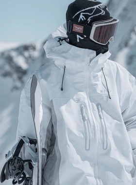 雪否滑雪服白灰色滑雪外套全压胶单板双板滑雪服加绒保暖上衣男女