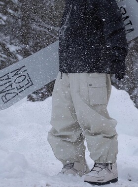 雪否白色单板滑雪裤双板滑雪裤子防水防风潮款宽松版雪裤男女
