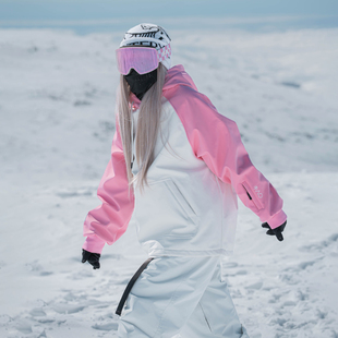 雪否滑雪卫衣粉色单板双板滑雪服宽松加绒保暖男女室内滑雪上衣