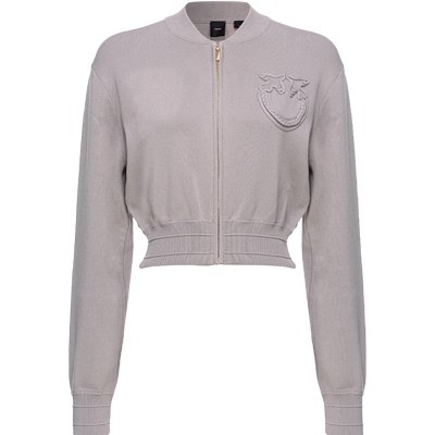 拉链收腰短款针织外套