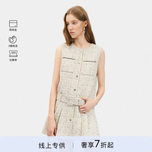 【线上专供】PINKO2026年春款绵羊毛混纺无袖连衣裙PEAF2617033