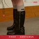 PINKO女士通勤复古搭扣设计做旧风侧拉链高筒靴SD0153P056Z