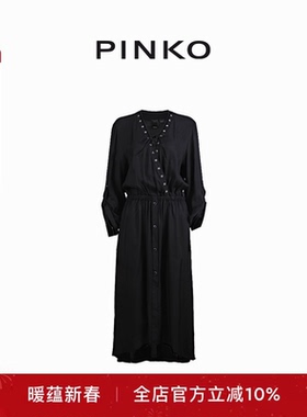 PINKO女士V领设计感单排扣连衣裙103616A1WW