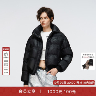PINKO【90鹅绒】女士黑色短款立领日常通勤休闲羽绒服PAF25342811
