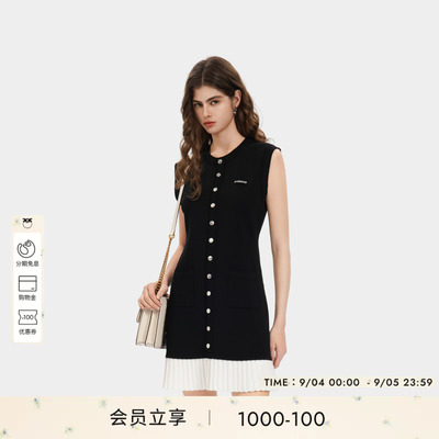 PINKO女士2026年秋季无袖针织排扣小香风连衣裙