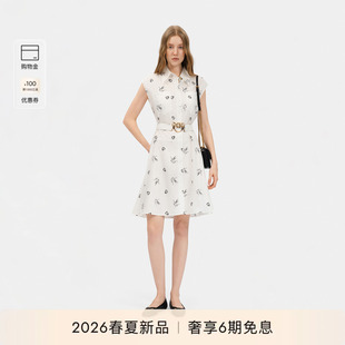 收腰连衣裙PAF26170215 燕子爱心印花无袖 PINKO女士2026年春季 新款
