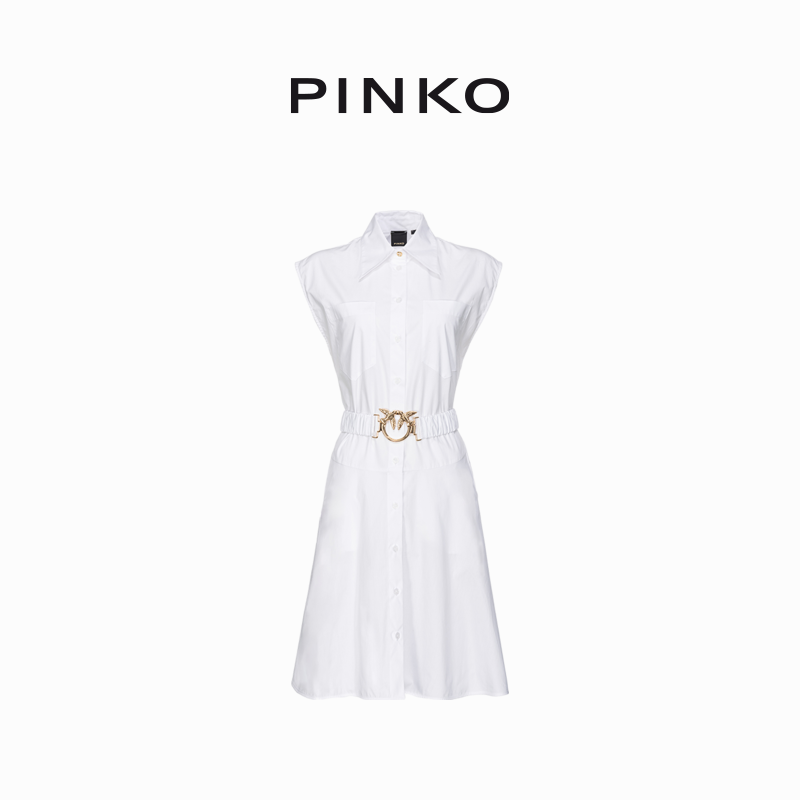 PINKO女士腰带飞鸟标衬衫连衣裙