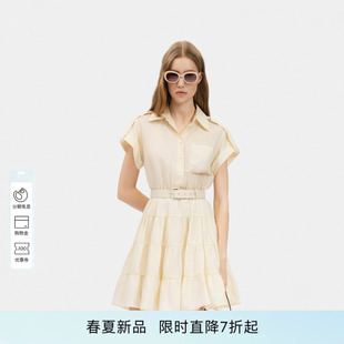 PINKO女士2026年夏季新款通勤工装风短款百褶连衣裙PEAF26170604