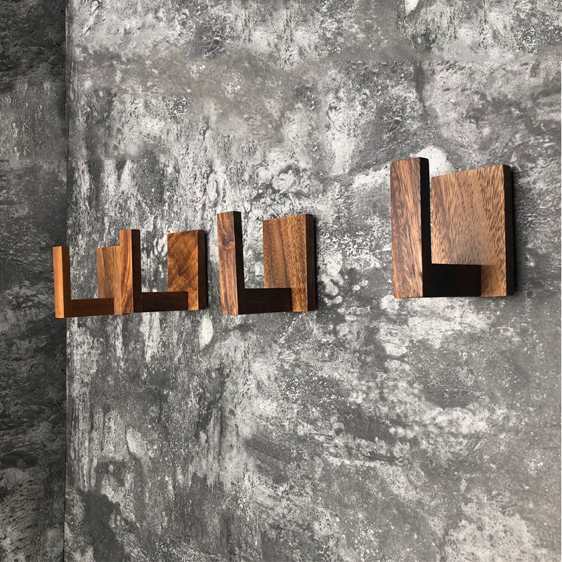 实木挂钩壁挂衣钩墙壁免打孔挂衣架门后实木卧室创意玄关墙上衣服