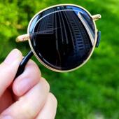 时尚 经典 太子镜折叠墨镜男女款 偏光太阳镜帅气爆表圆形框开车驾驶