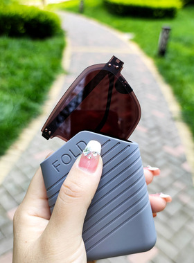 防UV方形时尚男女无框折叠墨镜