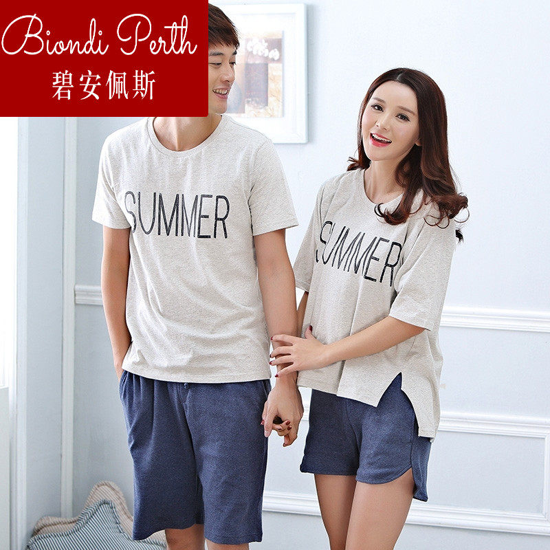 碧安佩斯情侣睡衣夏季都市棉短袖家居服套装歌瑞尔少女士丽人卡