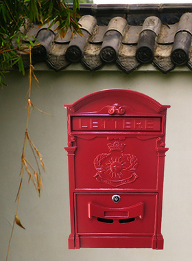 MR-BOX新款加厚铝材信箱 防雨邮箱 欧式邮筒工厂价太阳图案 红色