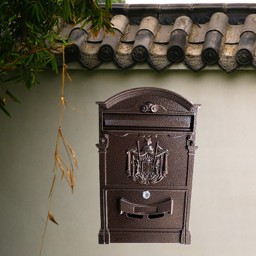 MRBOX信报箱户外室外别墅信箱防雨铸铝复古邮箱海外集运 波纹古铜