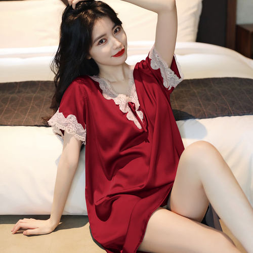 红色结婚新婚家居服性感连衣裙