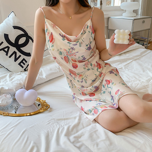 睡衣女款夏季2025新款睡裙荡领吊带短裙夏天薄款冰丝少女纯欲风裙