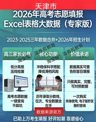 天津市2026高考志愿填报指南专家版Excel数据院校专业录取分数线