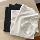 薄款 简约基础白色竹节棉短袖 T恤女夏季 宽松显瘦百搭休闲打底上衣
