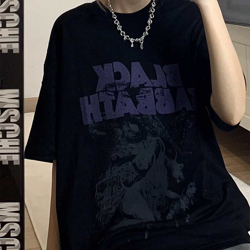 速发高街甜酷风T恤国潮bf原宿美式复古hiphop上衣服