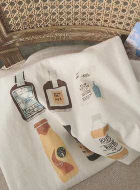 日系复古vintage短袖T恤女夏季韩版bf原宿风宽松学生圆领半袖上衣