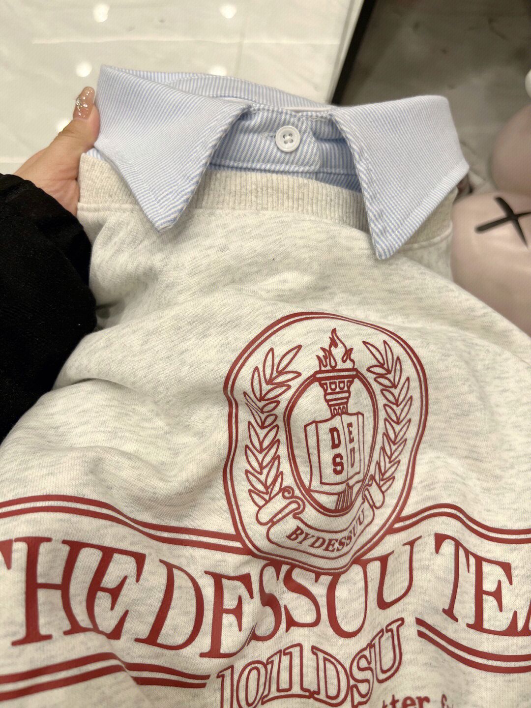 美式复古浅灰色卫衣女春季2023年