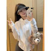 宽松休闲百搭开衫 韩版 hiphop超好看白色透气连帽防晒服女夏季 外套