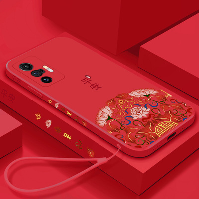 红色液态硅胶vivox80手机壳创意