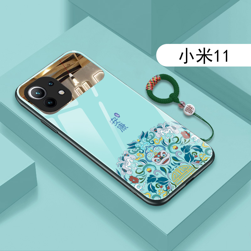 新款小米11手机壳国潮玻璃情侣