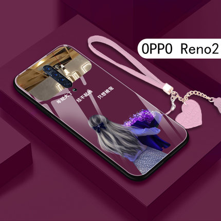 OPPOReno2手机壳新款reno14玻璃rene13pro硅胶12por全包11p+防摔8rono10套9reno2女款7se网红带镜子oppo定制6
