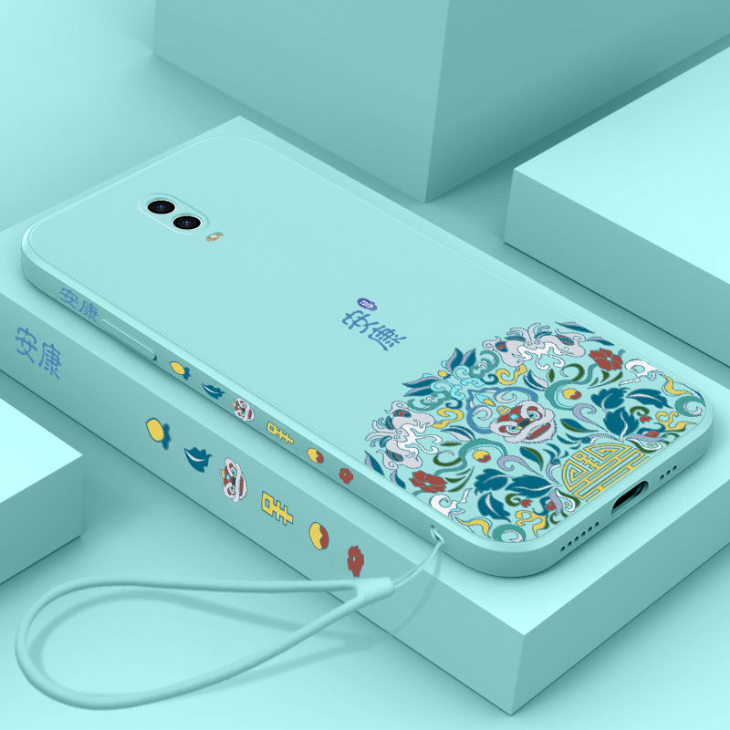 oppo个性液态硅胶带挂绳手机壳