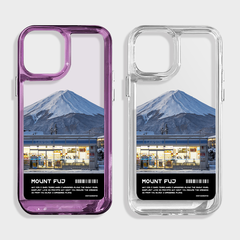 iphone15promax手机壳苹果14保护壳13mini雪山富士山12亚克力xsmax透明小众8plus创意适用华为mate40小众硬壳